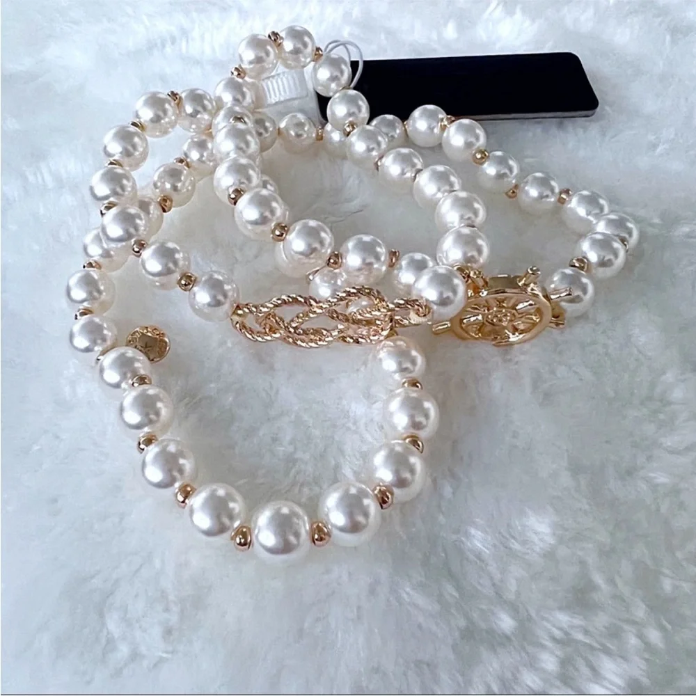 J. Crew Gold and Pearl 3 piece Nautical Bracelet set